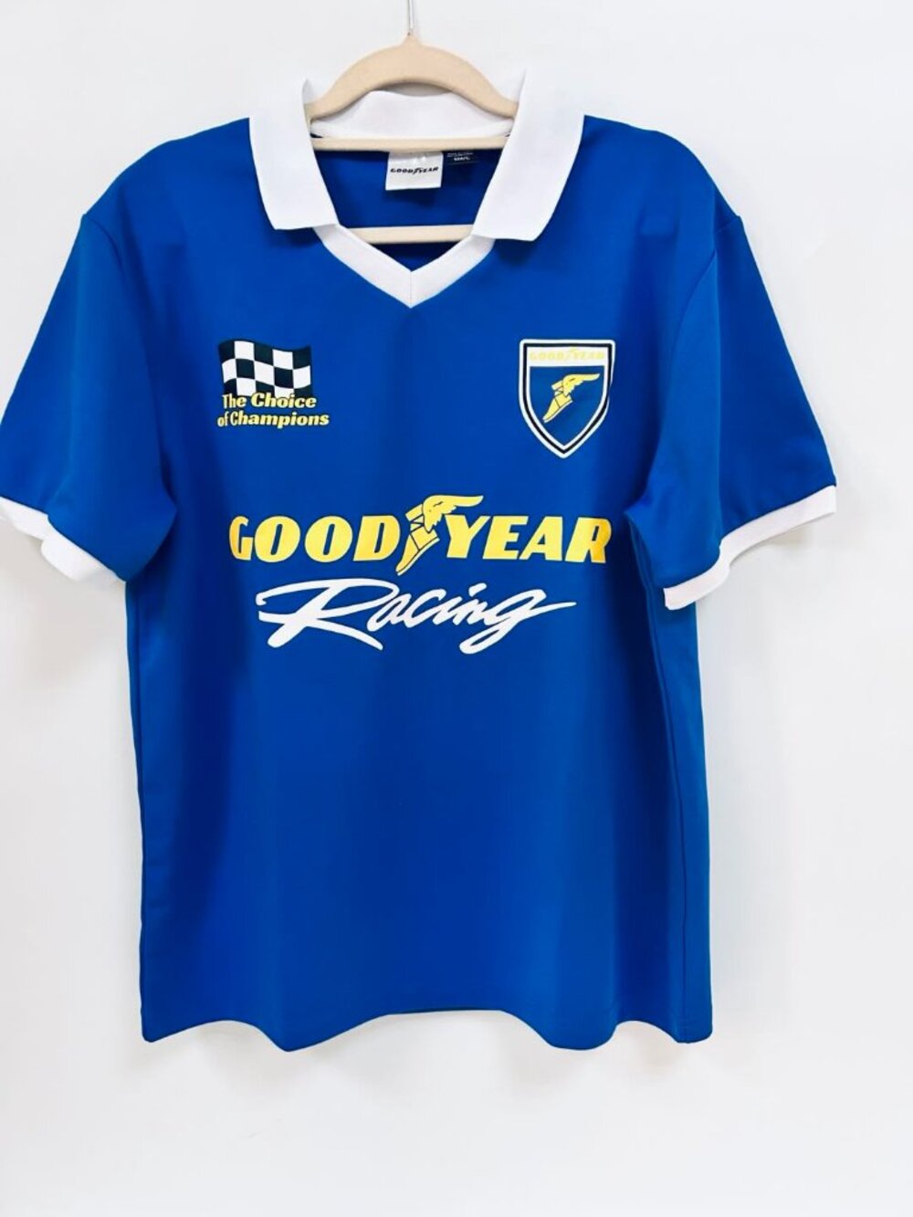 GOOD YEAR Vintage Blue Racing Polo Shirt Lapel Short Sleeve Unisex Casual Top